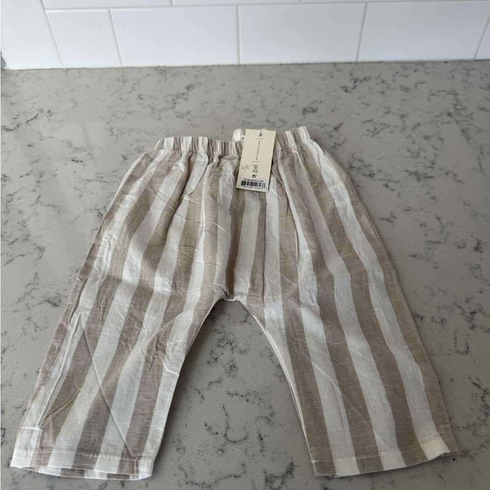 NWT Rylee + Crue 0-3month Kids Striped Pants Linen